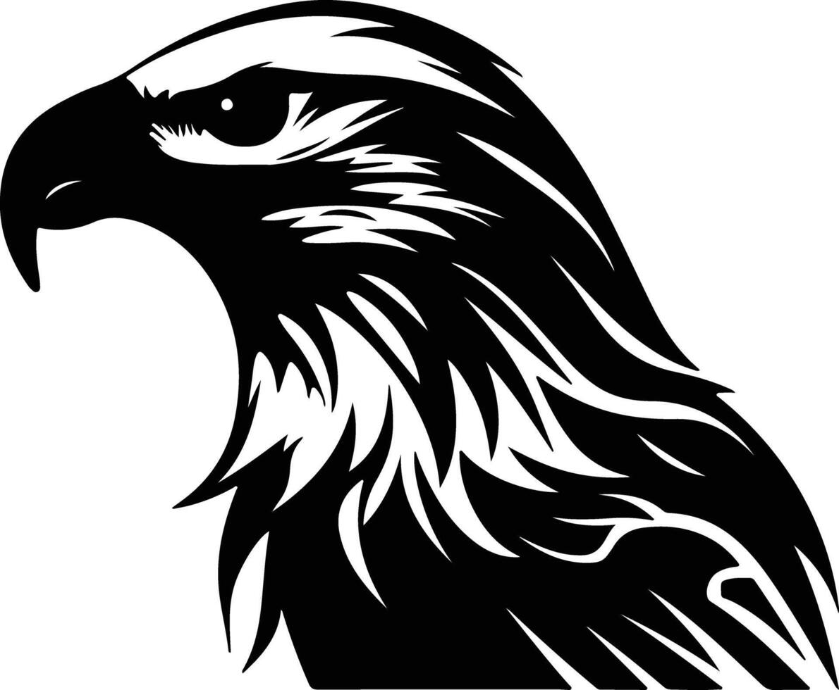 angelic Black silhouette of golden eagle head vector