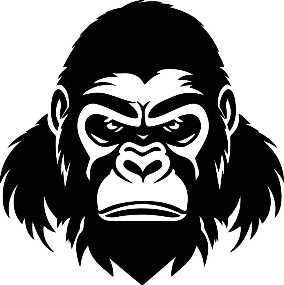 endearing Black silhouette of gorilla head vector