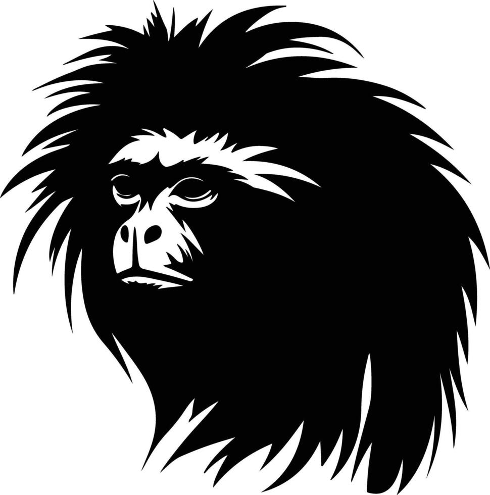 cuddly Black silhouette of golden lion tamarin head vector
