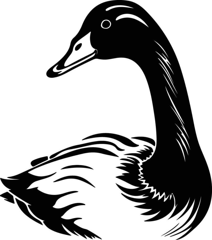 Black silhouette of goose head vector