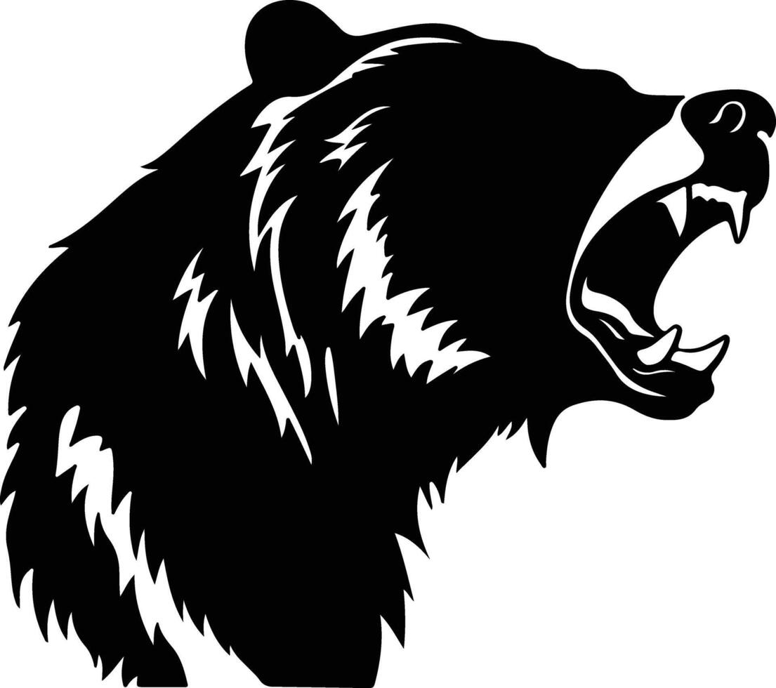adorable Black silhouette of grizzly bear head vector