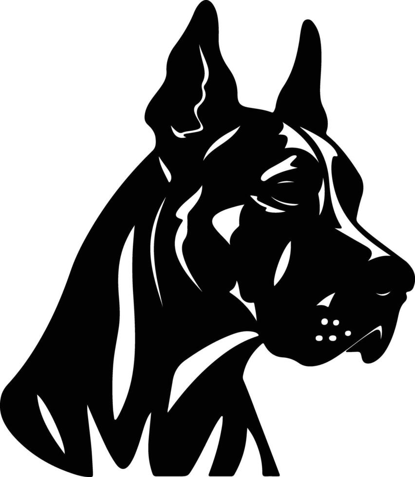 winsome Black silhouette of great Dane head vector