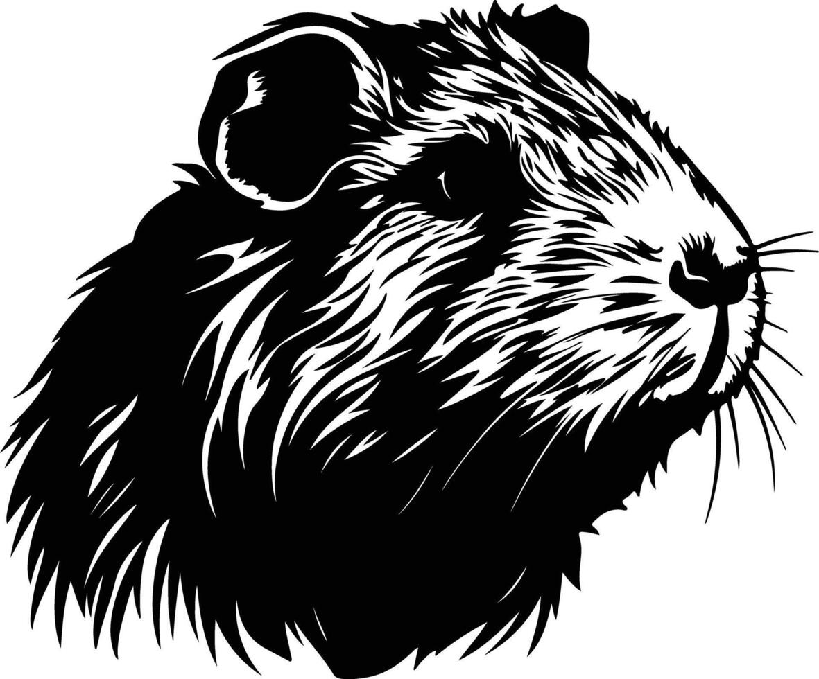 cuddly Black silhouette of guinea pig head vector