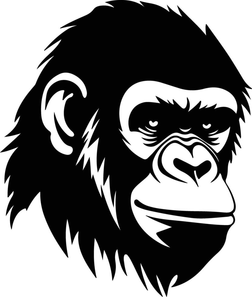 adorable Black silhouette of great apes head vector