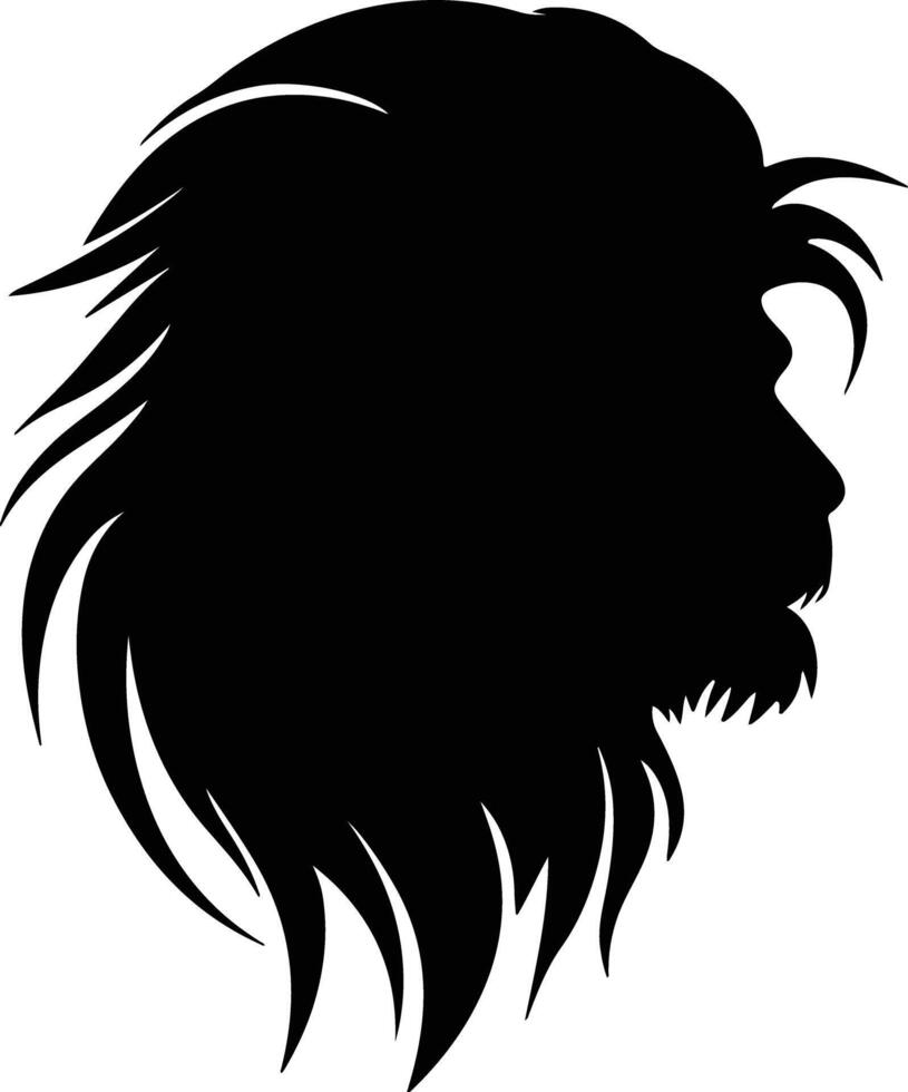 adorable Black silhouette of golden lion tamarin head vector