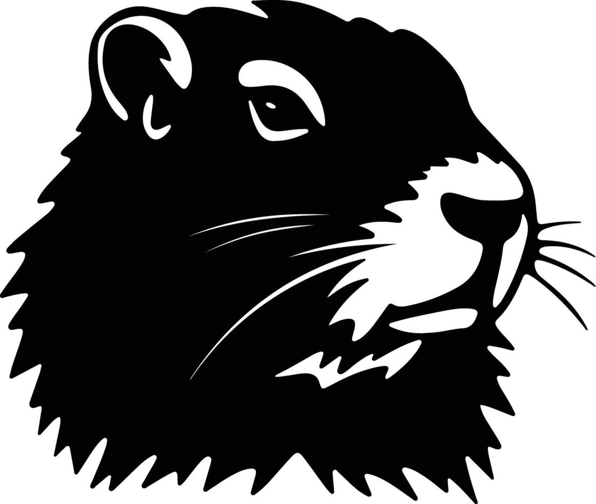 captivating Black silhouette of groundhog head vector