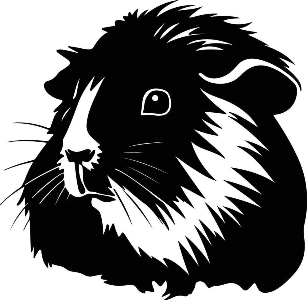 sweet Black silhouette of guinea pig head vector