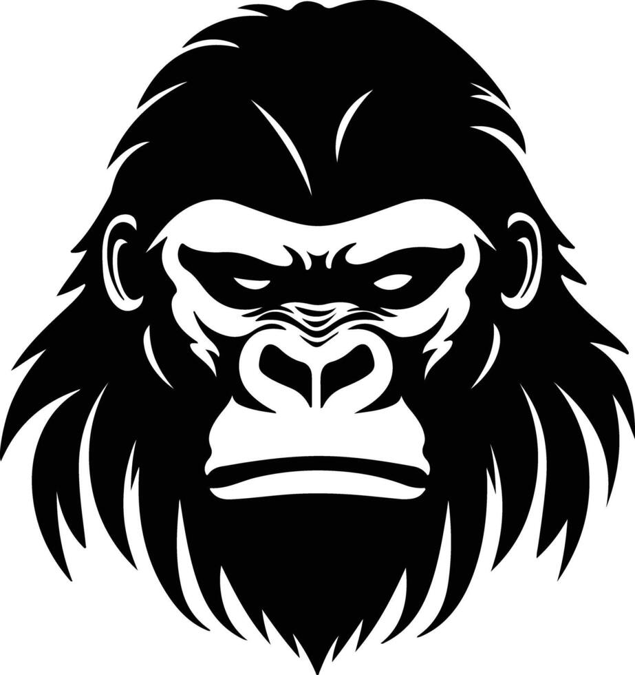 heartwarming Black silhouette of gorilla head vector