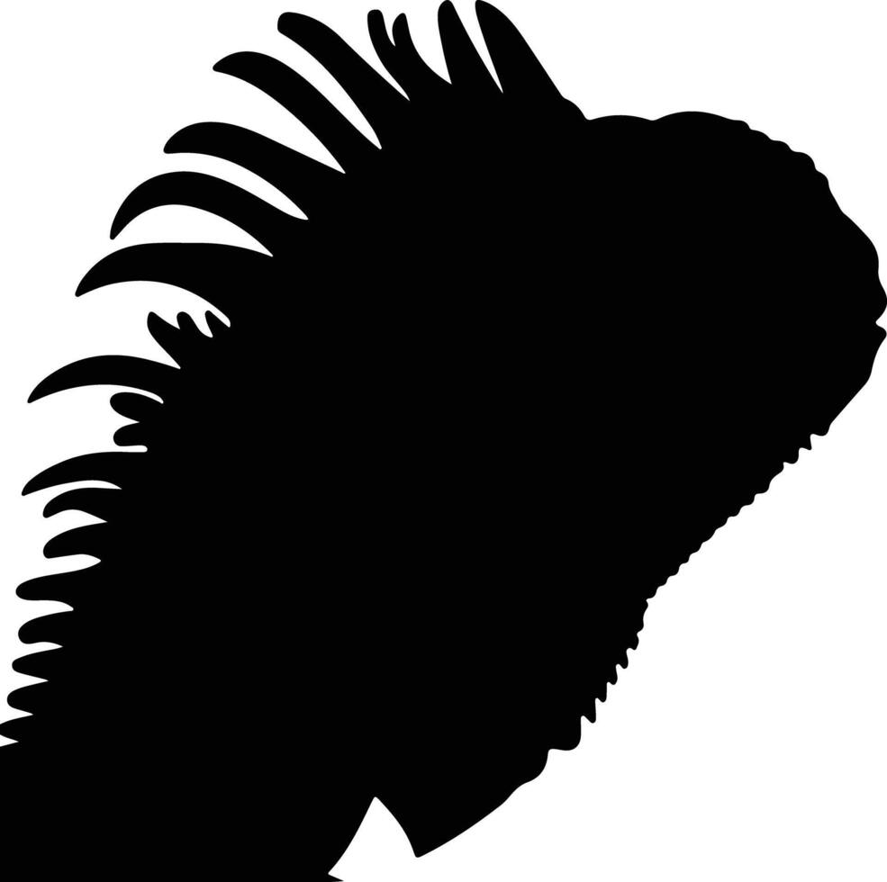 captivating Black silhouette of green iguana head vector