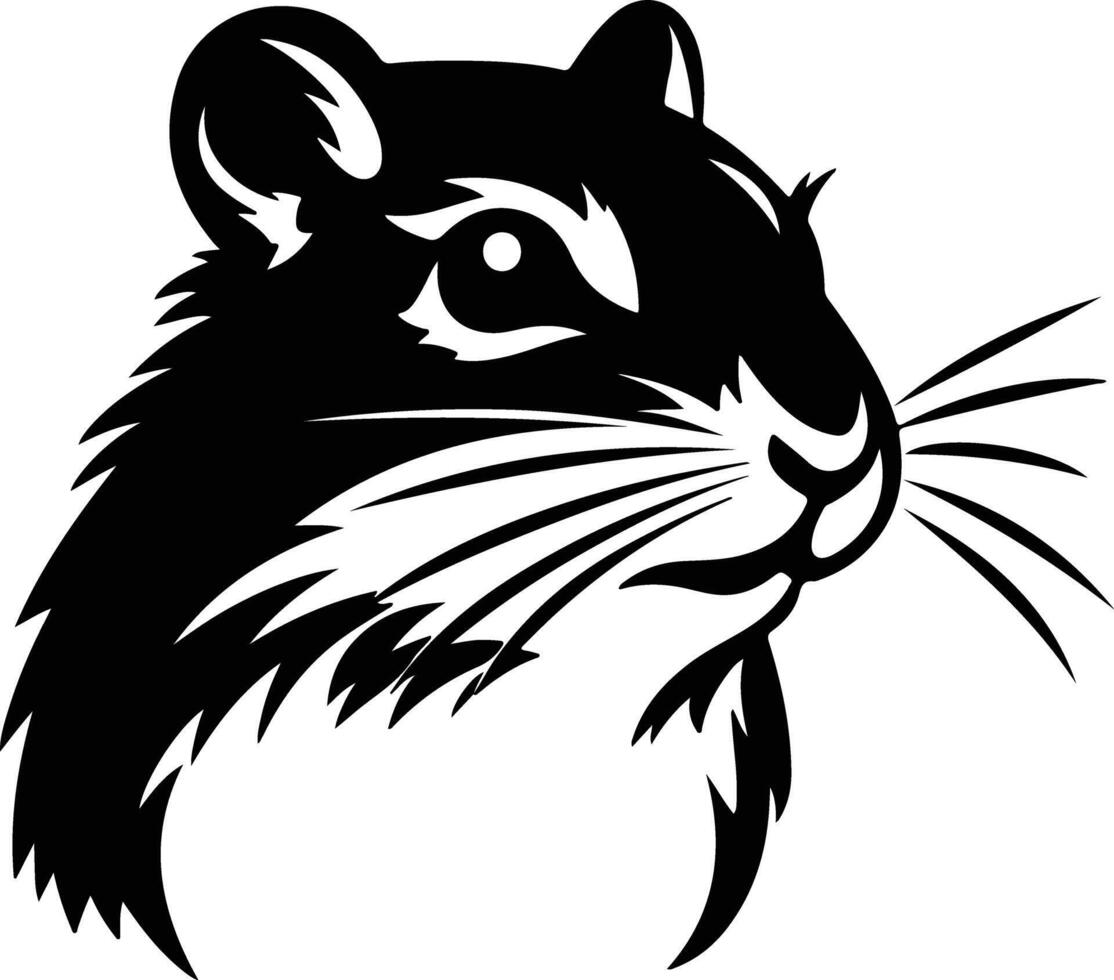 charming Black silhouette of gerbil head vector