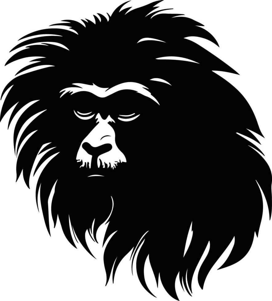 endearing Black silhouette of golden lion tamarin head vector