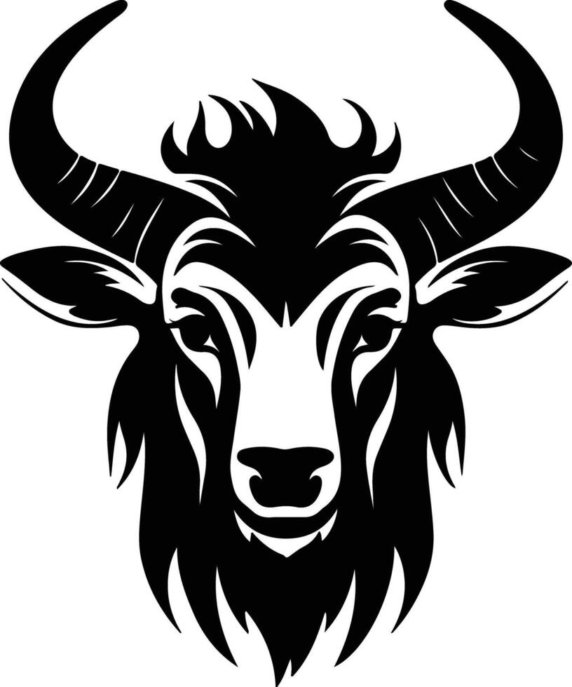 adorable Black silhouette of gnu head vector