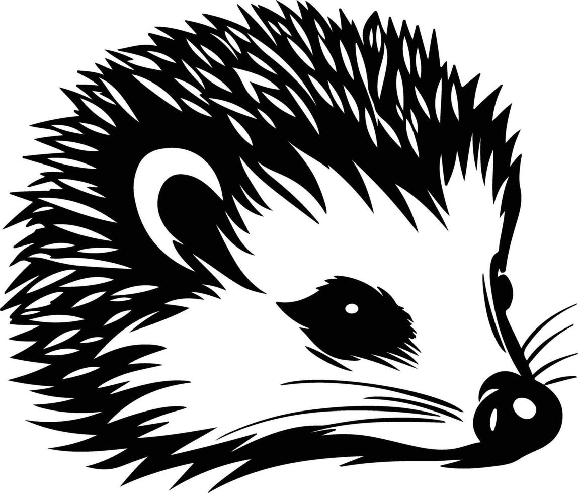 Black silhouette of hedgehog head vector