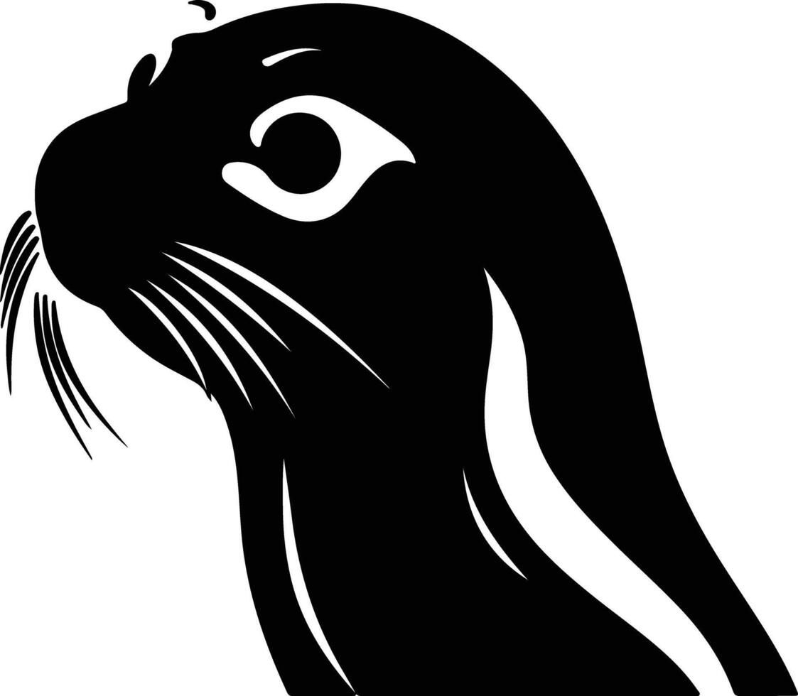 angelic Black silhouette of harp seal head vector