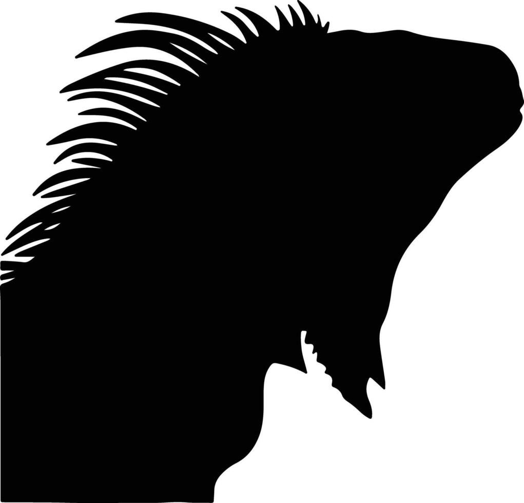enchanting Black silhouette of green iguana head vector