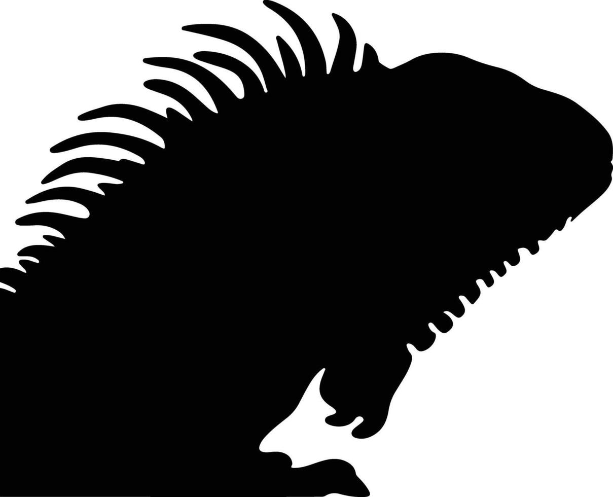 adorable Black silhouette of green iguana head vector