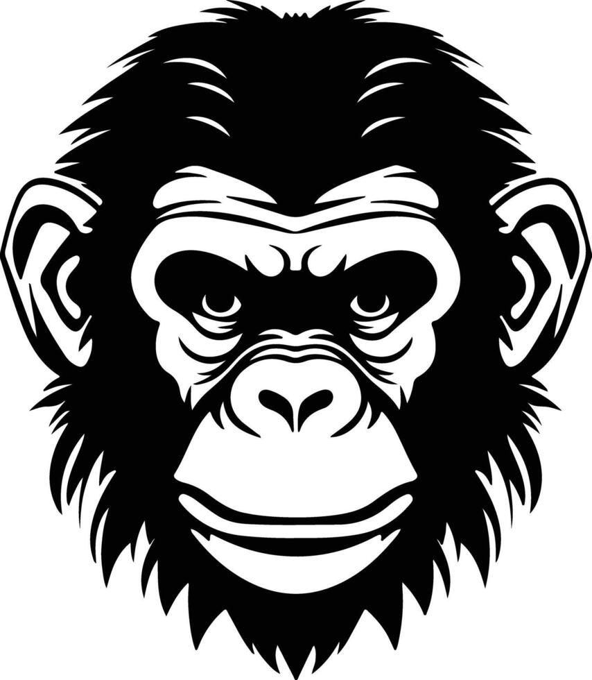 charming Black silhouette of great apes head vector
