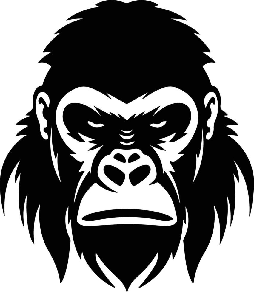 winsome Black silhouette of gorilla head vector
