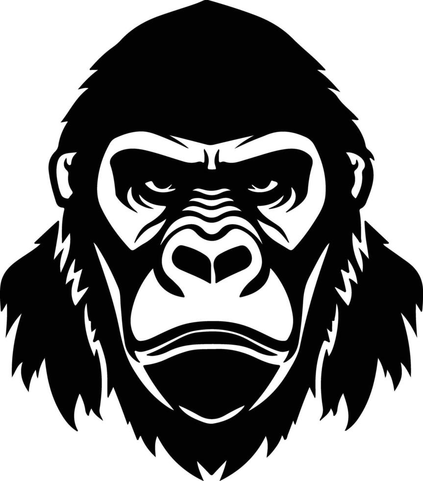 captivating Black silhouette of gorilla head vector