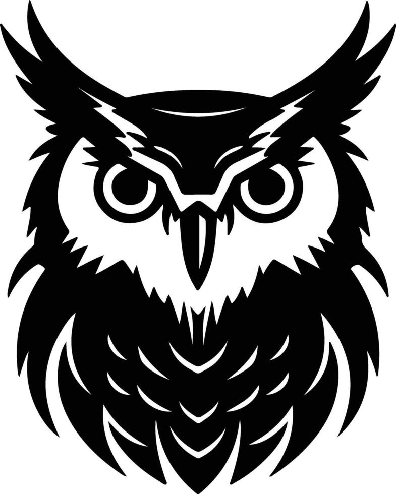 lovely Black silhouette of great horned owl head vector