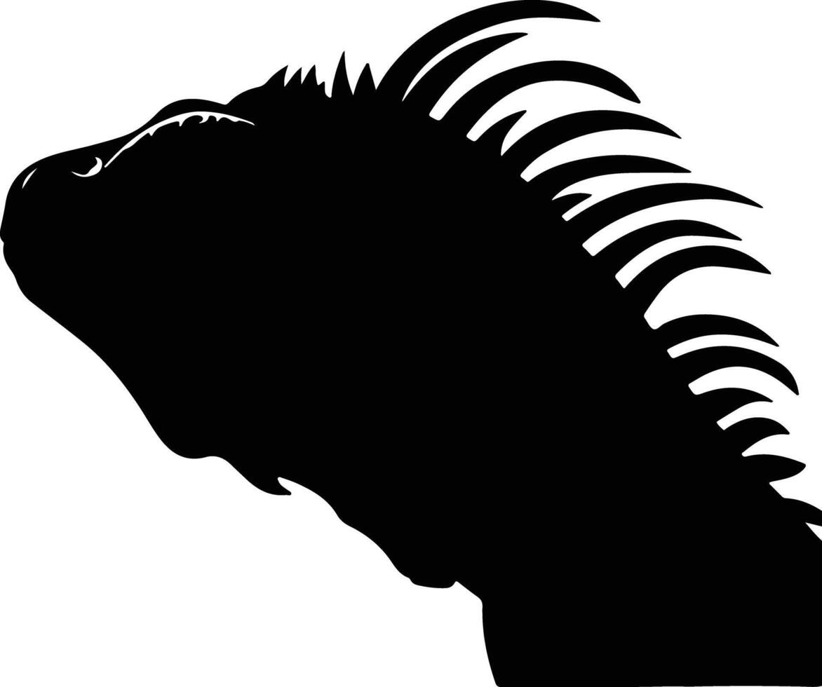 sweet Black silhouette of green iguana head vector