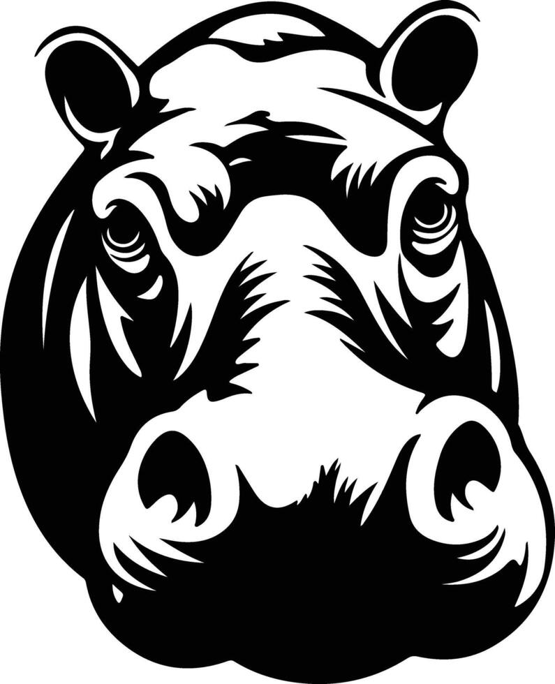 Black silhouette of hippo head vector