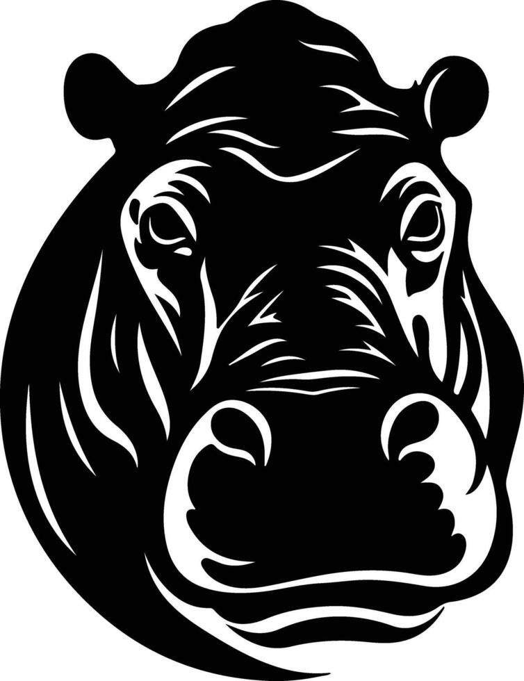 angelic Black silhouette of hippo head vector