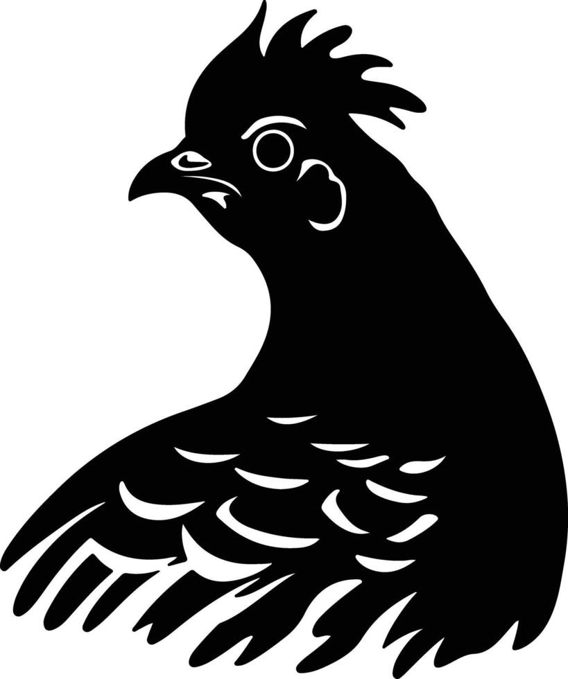 captivating Black silhouette of grouse head vector