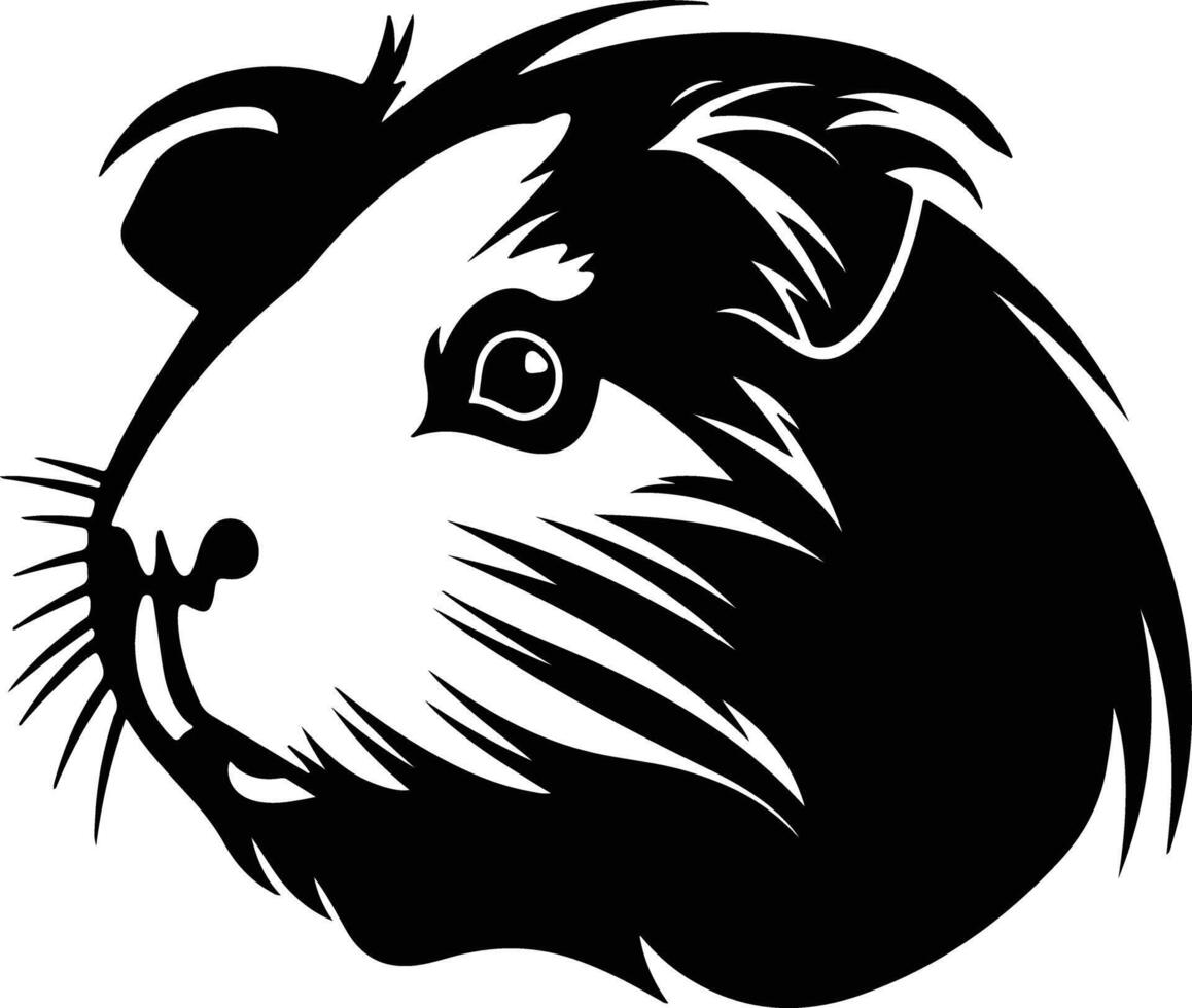 endearing Black silhouette of guinea pig head vector