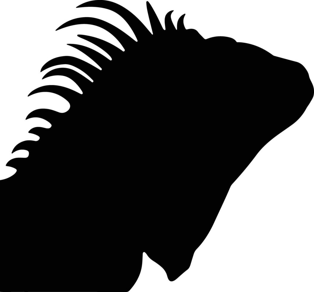 charming Black silhouette of green iguana head vector