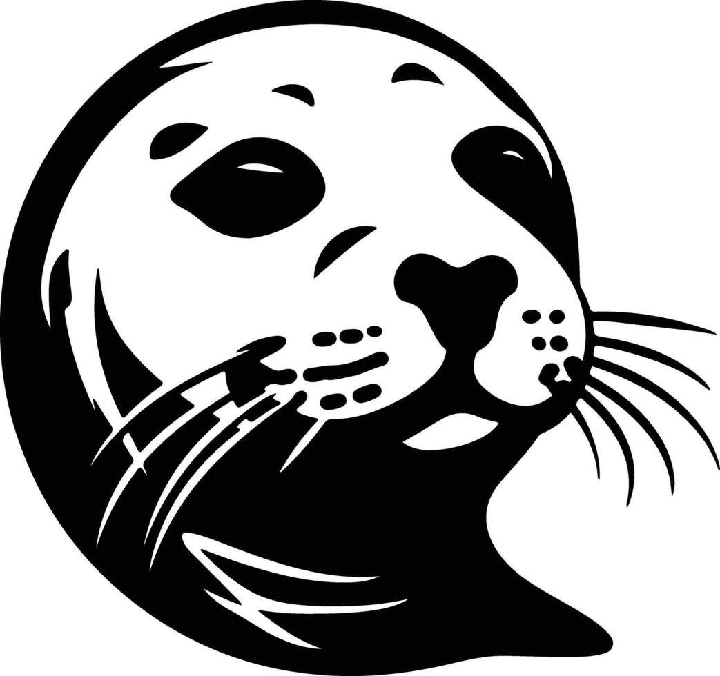 graceful Black silhouette of harp seal head vector