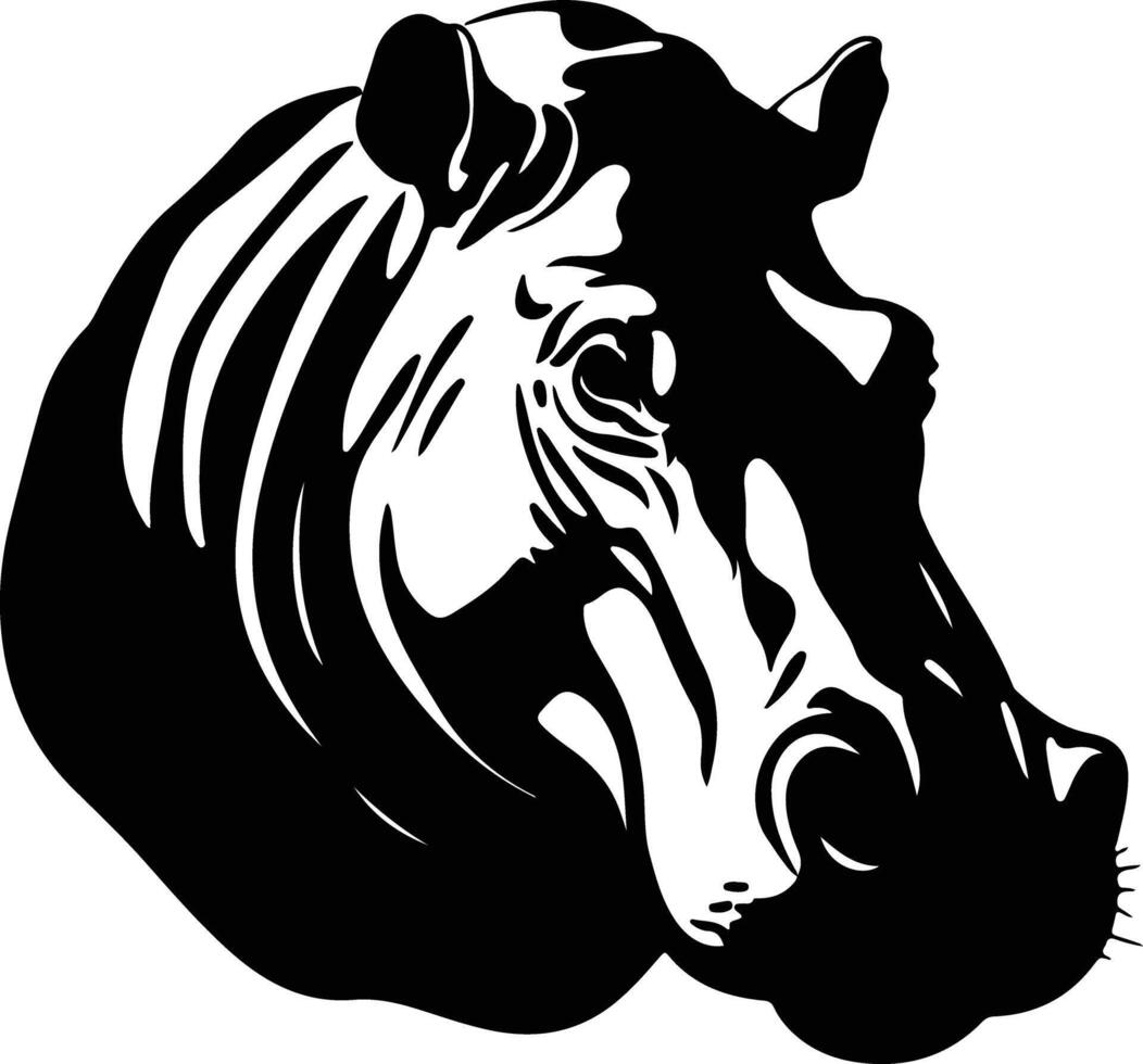 endearing Black silhouette of hippo head vector