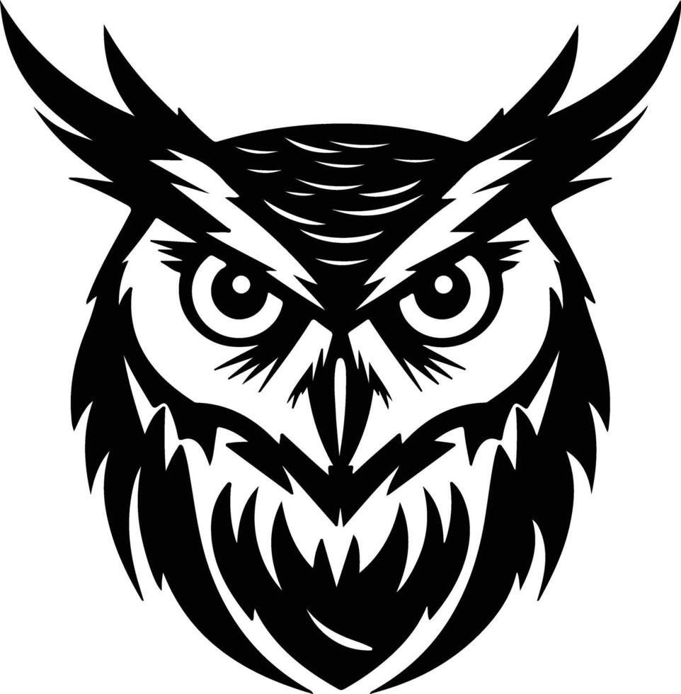 enchanting Black silhouette of great horned owl head vector