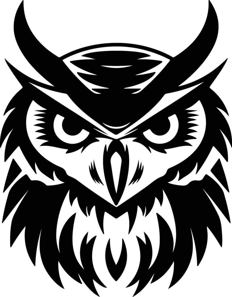 angelic Black silhouette of great horned owl head vector