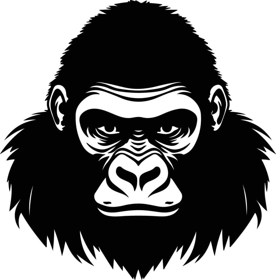 lovely Black silhouette of gorilla head vector