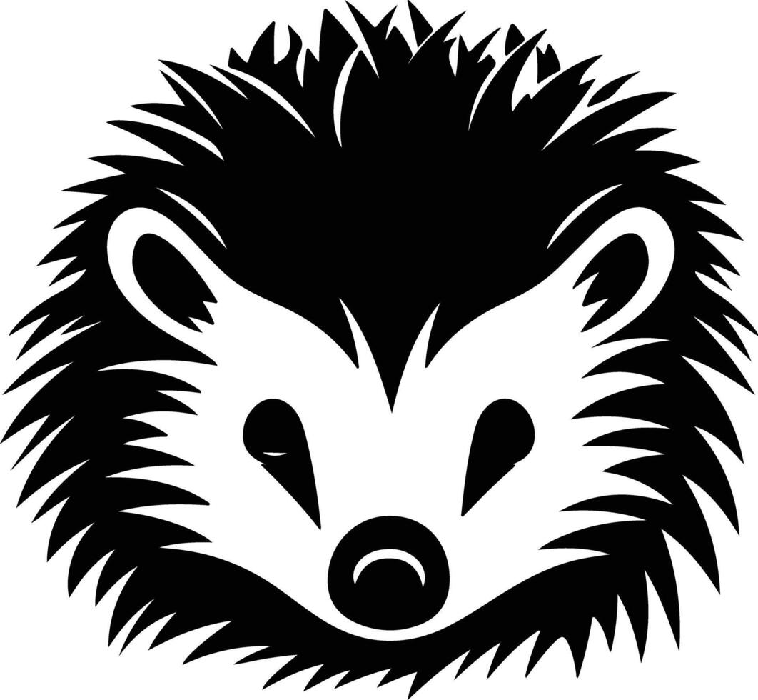 captivating Black silhouette of hedgehog head vector