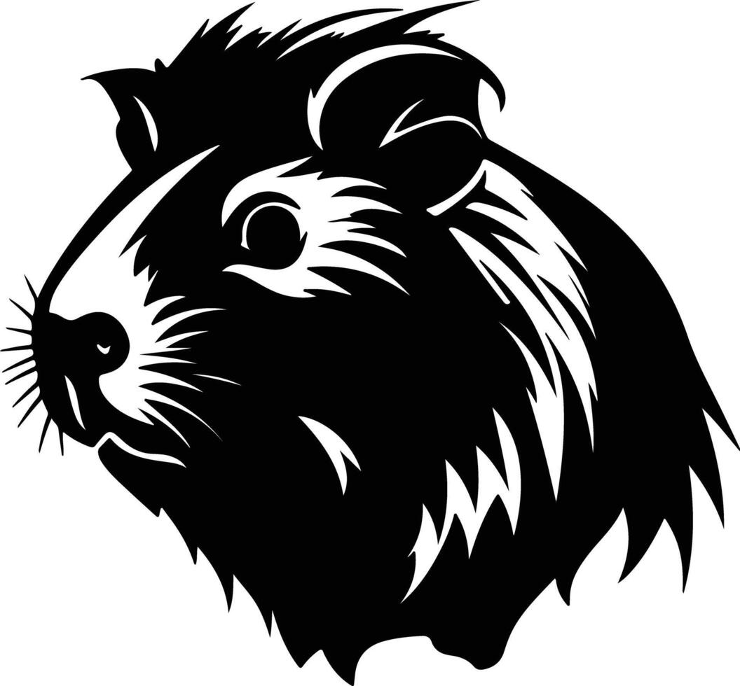 charming Black silhouette of guinea pig head vector