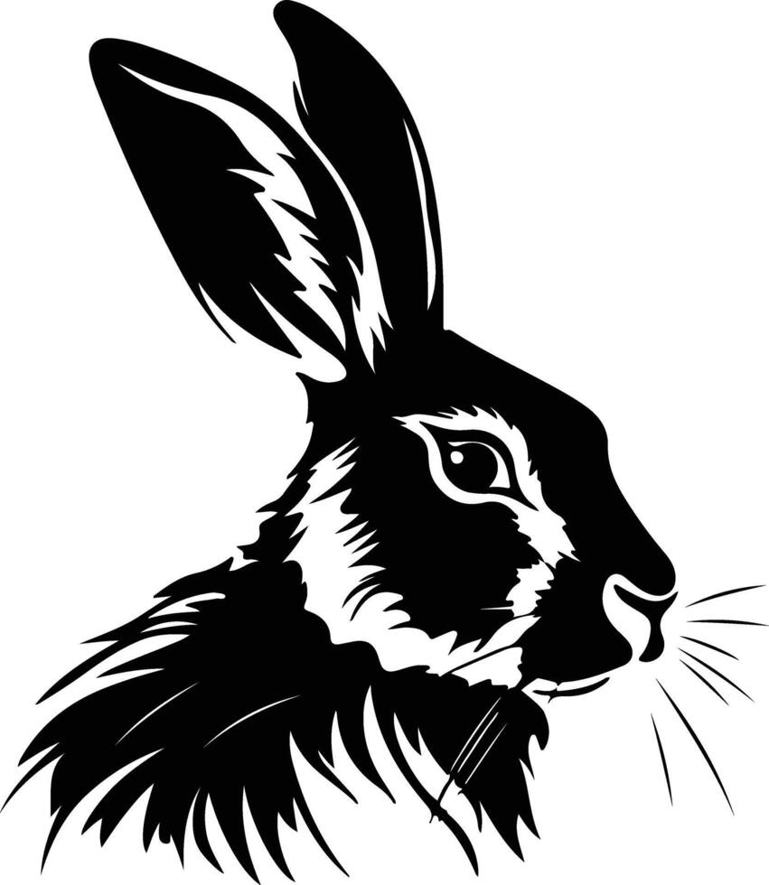 enchanting Black silhouette of hare head vector