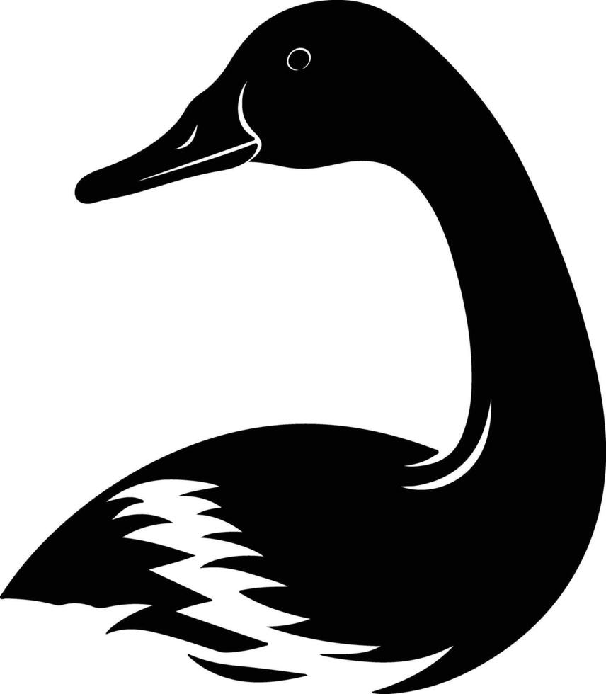 endearing Black silhouette of goose head vector