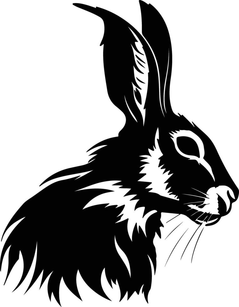 angelic Black silhouette of hare head vector
