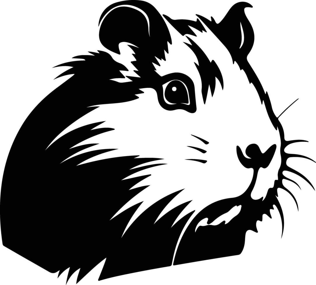enchanting Black silhouette of guinea pig head vector