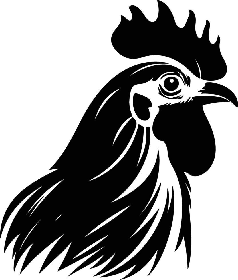 charming Black silhouette of hen head vector