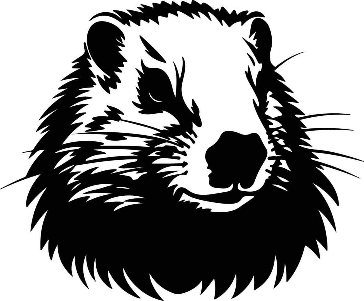adorable Black silhouette of groundhog head vector