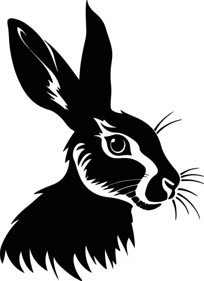 charming Black silhouette of hare head vector