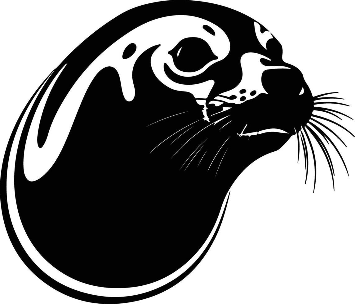 precious Black silhouette of harp seal head vector