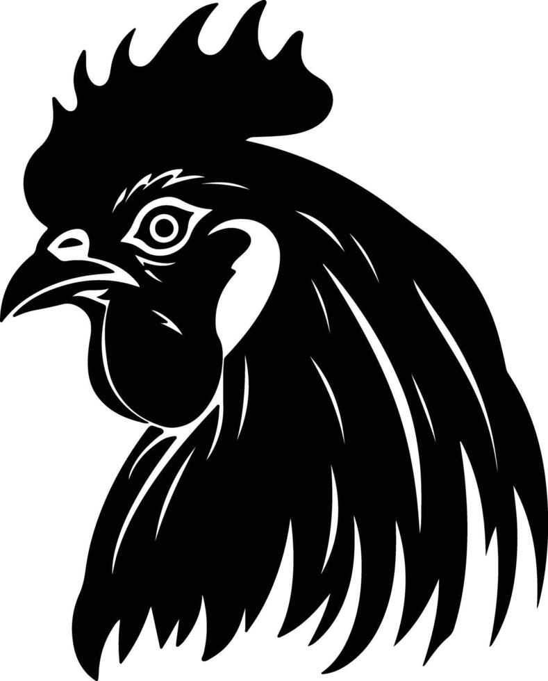 enchanting Black silhouette of hen head vector