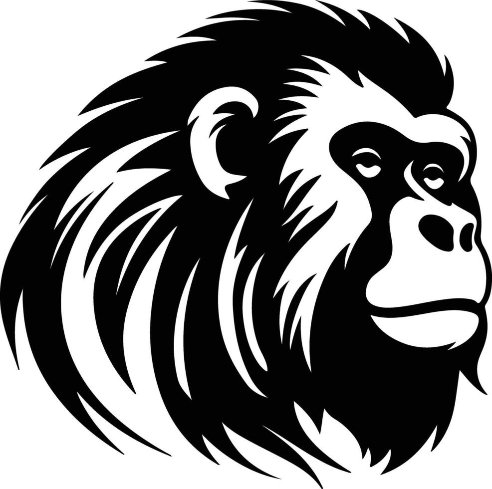 heavenly Black silhouette of howler monkey head vector