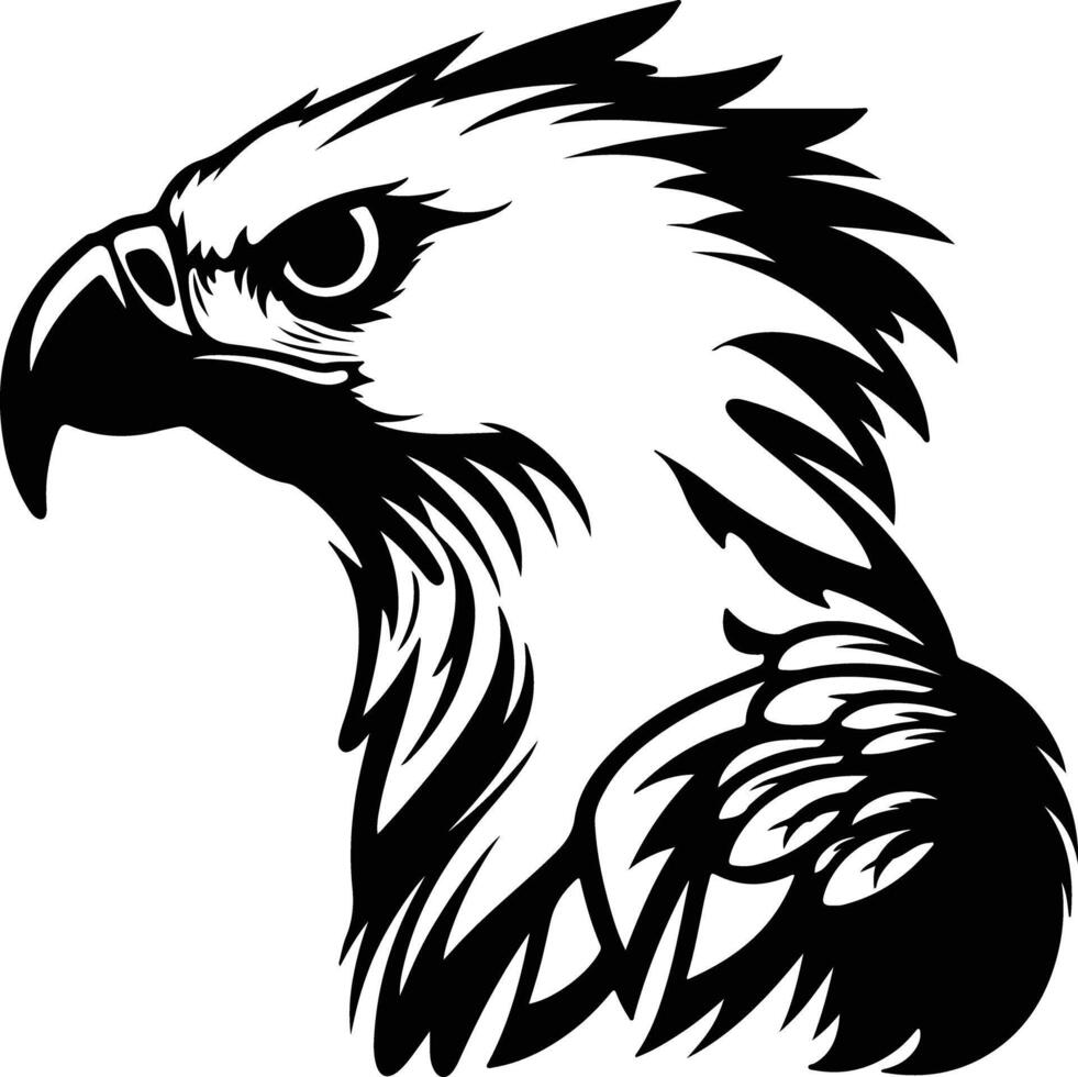captivating Black silhouette of harpy eagle head vector