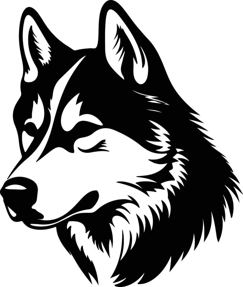 captivating Black silhouette of husky head vector