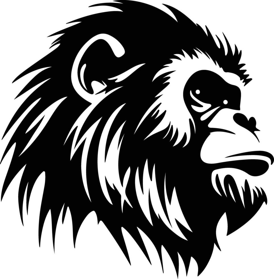 lovely Black silhouette of howler monkey head vector